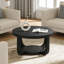 Table basse ronde à 2 niveaux avec plateau épais et base, brun foncé-1349212370
