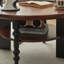 Table basse ronde en bois massif rétro noyer-1275704596