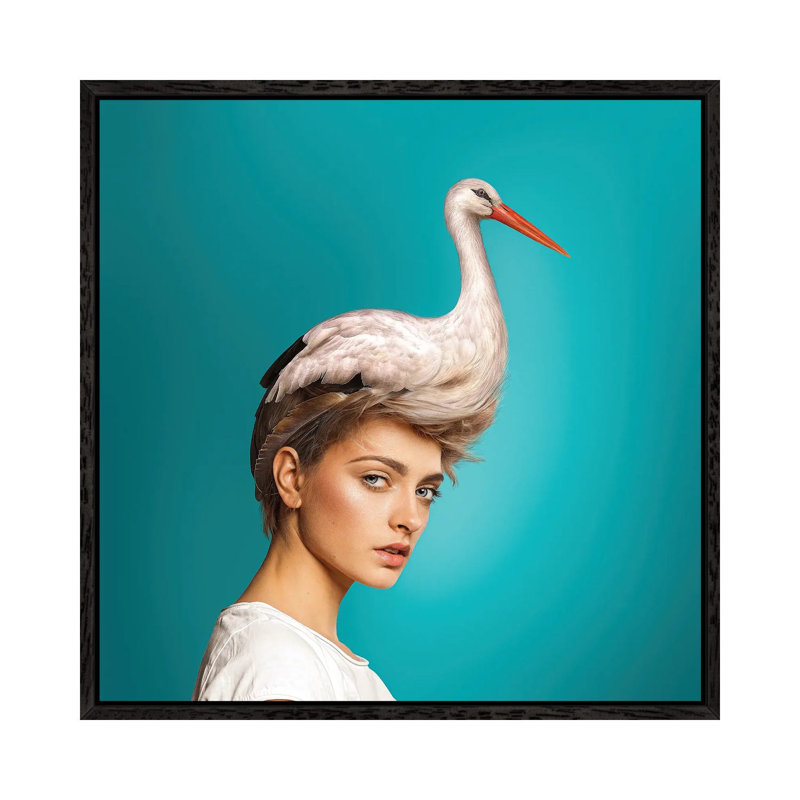 Hairstyle: Stork by Spielsinn Design - Gallery-Wrapped Canvas Giclée on Canvas, 93.98 cm H x 93.98 cm W, Black Framed