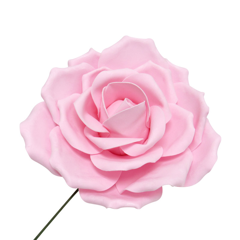 Grande tige rose en mousse, H 16 po x l 16 po x p 7 po, Rose clair