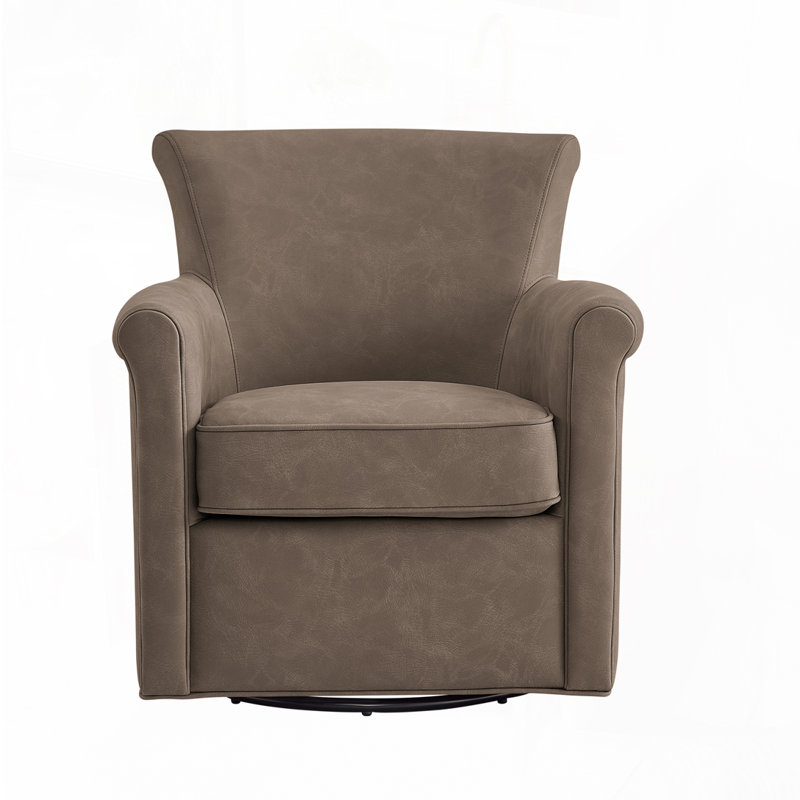 Fauteuil d'appoint pivotant en similicuir, Espresso
