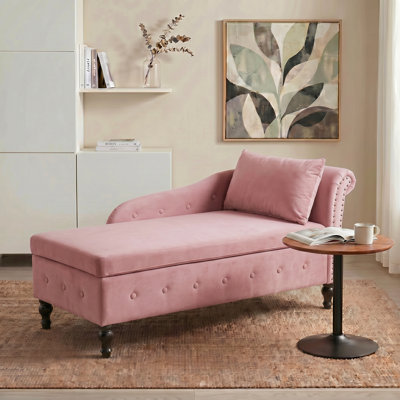 Chaise longue de rangement en velours Eastham