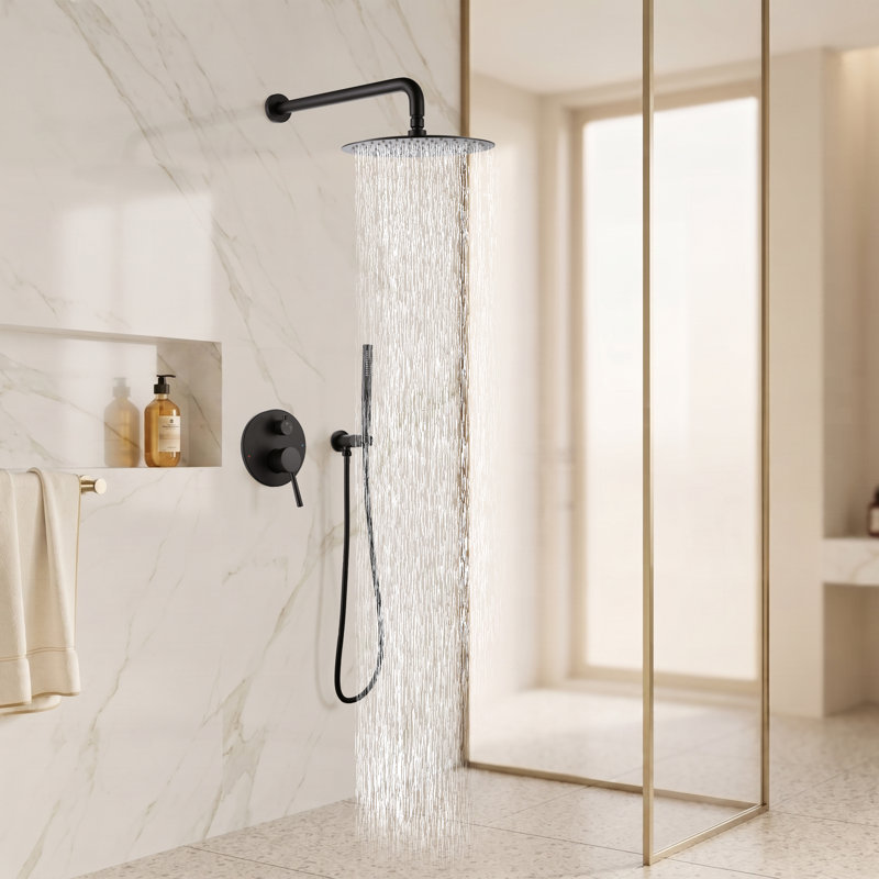 Robinet de douche avec valve brute, Noir mat