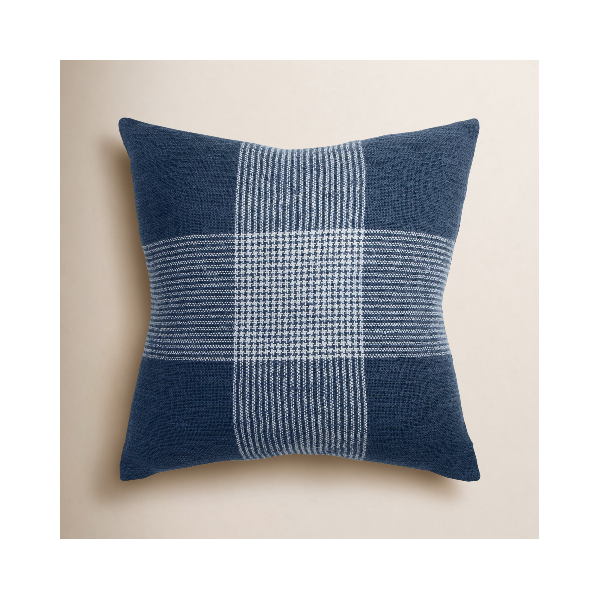 Carwyn Plaid Cotton Throw Pillow, Blue