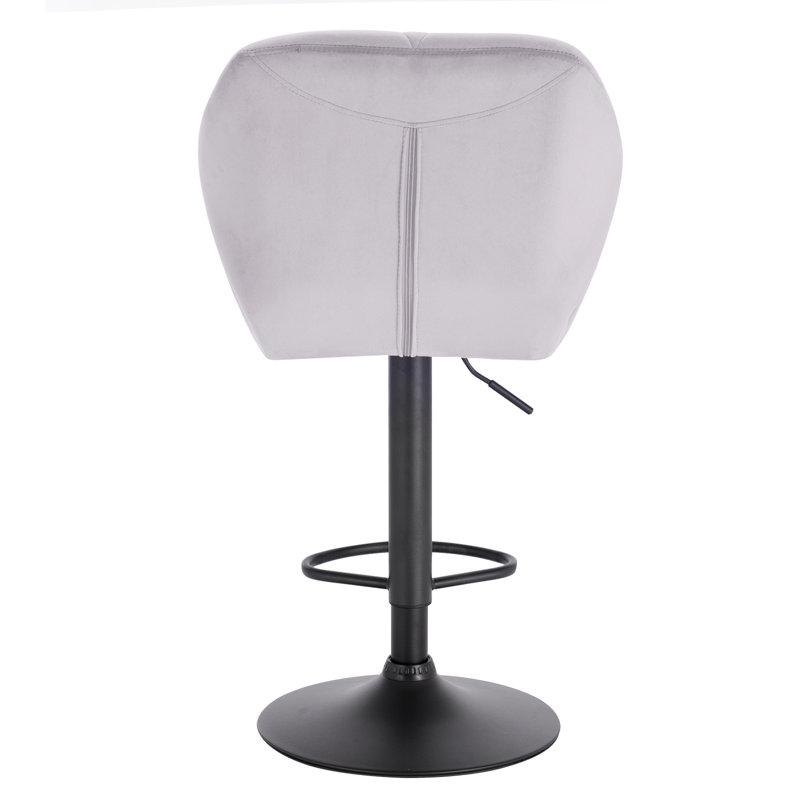 Dequavious Swivel Upholstered Adjustable Height Counter Stool with Metal Frame, Light Grey