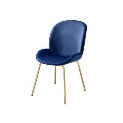 Ensemble de 2 chaises d'appoint Chuchip en velours bleu et finition dorée