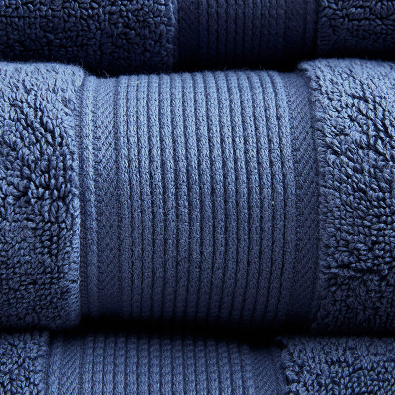 100% Cotton 8 Piece Antimicrobial Towel Set, Dark Blue