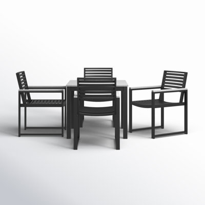 Townsend Outdoor Patio 4 Seat Square Dining Table With Dining Chairs