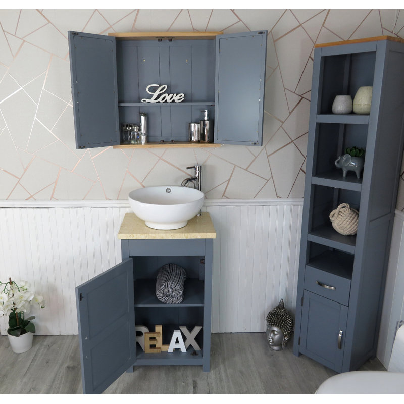 Slimline Compact 515mm Free-standing Cloakroom Vanity Unit, Grey