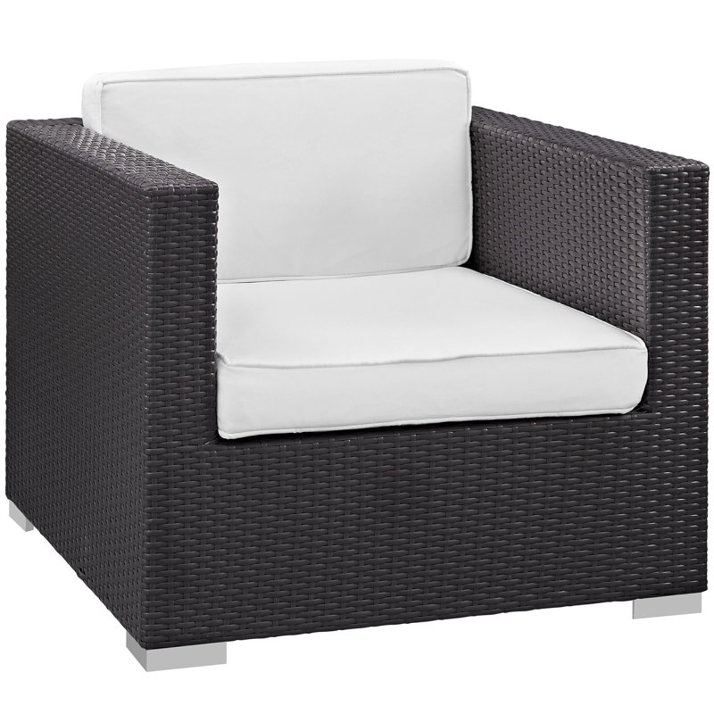 Modway Convene Wicker Rattan 5-Piece Outdoor Patio Furniture Set in Espresso, White