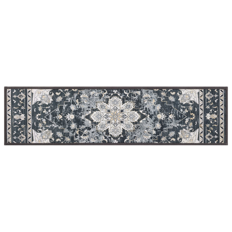 Tapis d'escalier antidérapants pour l'intérieur, Gris / bleu foncé / ivoire