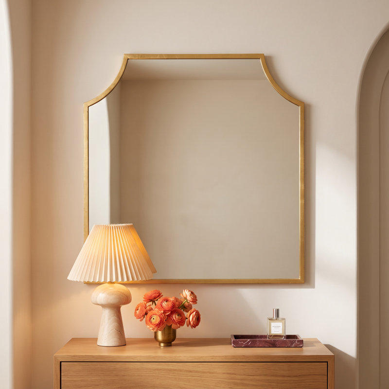 Simone Metal Flat Mirror, Gold