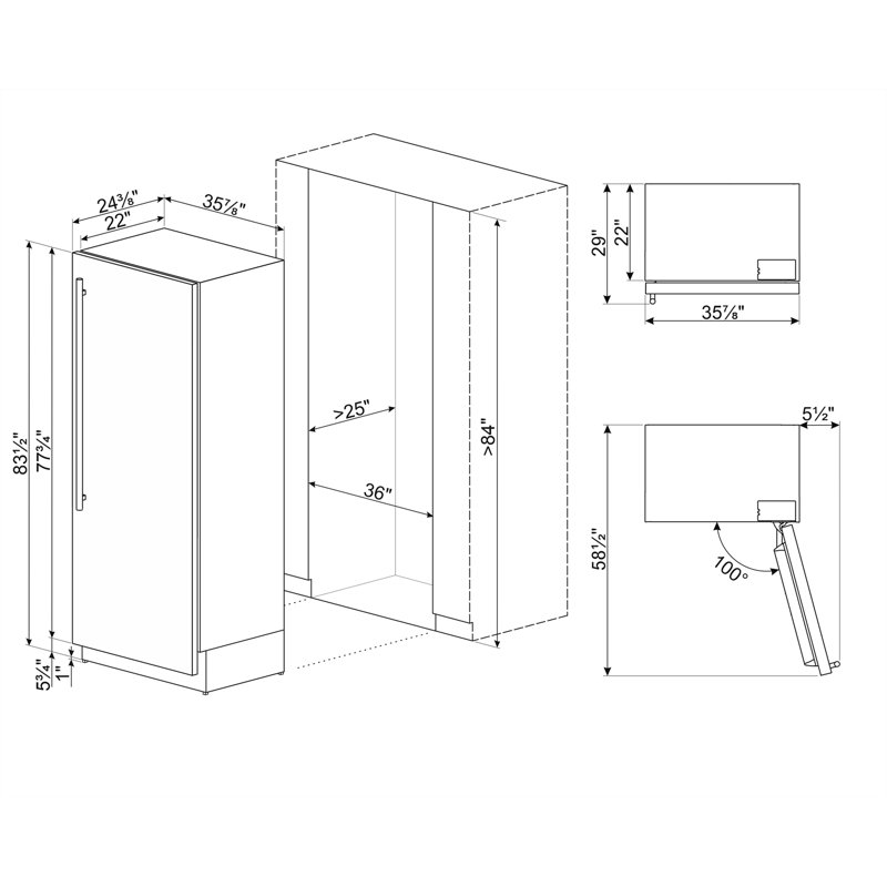 36" Fridge Column, Panle-Ready, Inverter Compressor, TFT Touch Display