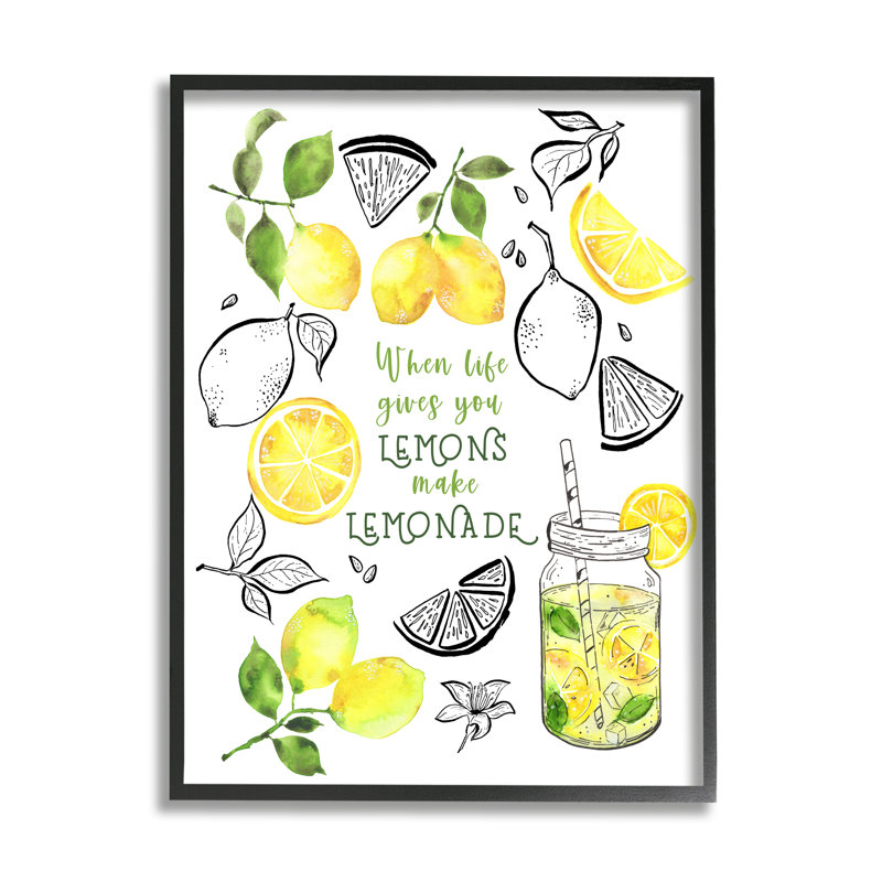 Ba-995 - Cadre de cuisine limonade encadré sur bois par By the Lakeside, Giclée encadrée noir minuit