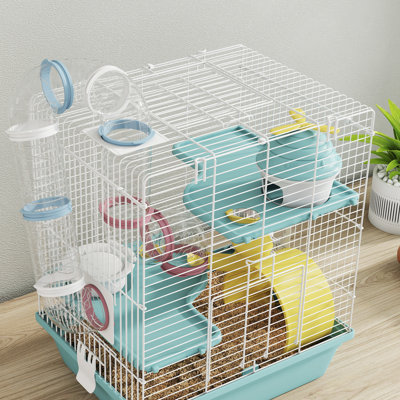 Cage à hamster, cage à gerbille avec roue d'exercice, tube de jeu
