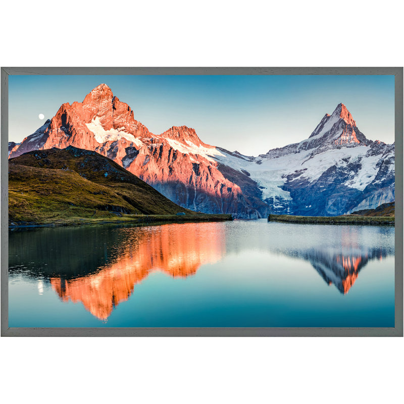 Fronton Fantastic Evening Panorama Of Bachalp Lake - Single Picture Frame Print, 76cm H x 114cm W x 4cm D, Grey Framed