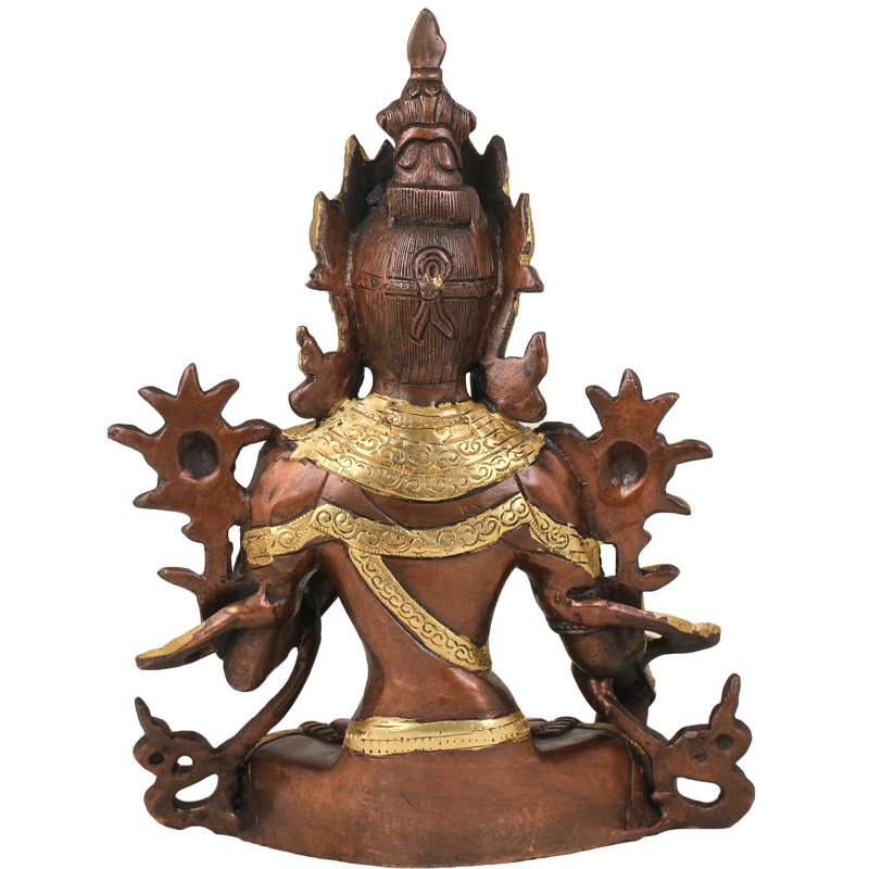 Statue de divinité bouddhiste, Brun / or