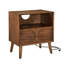 Table de chevet cannelée Mid-Century moderne avec chargement USB et 4 pieds en bois, noyer