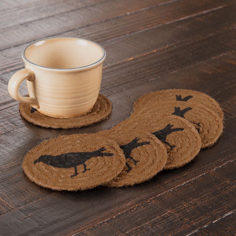 Erekson Jute Round 6 Piece Coaster Set