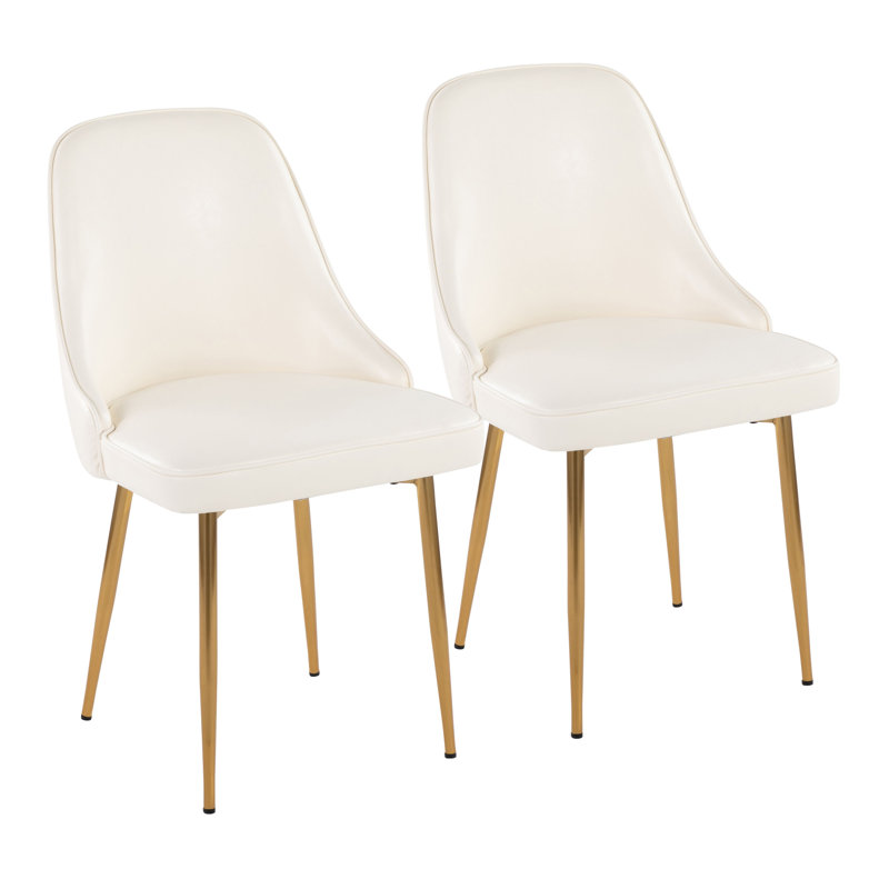 Stanca 20'' H Upholstered Side Chair, Gold, White