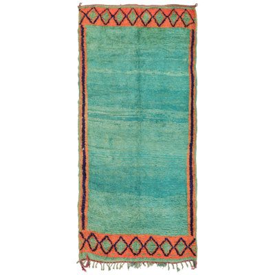 Moroccan Rugs One-of-a-Kind Rectangle 6'6" X 11'10" 1960s Wool Area Rug Blue