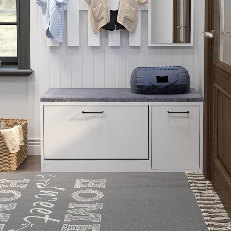 14 Pair Shoe Storage Bench, White