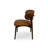 Modern Curved Genuine Italian Leather Dining Chair with Oak Back and Legs