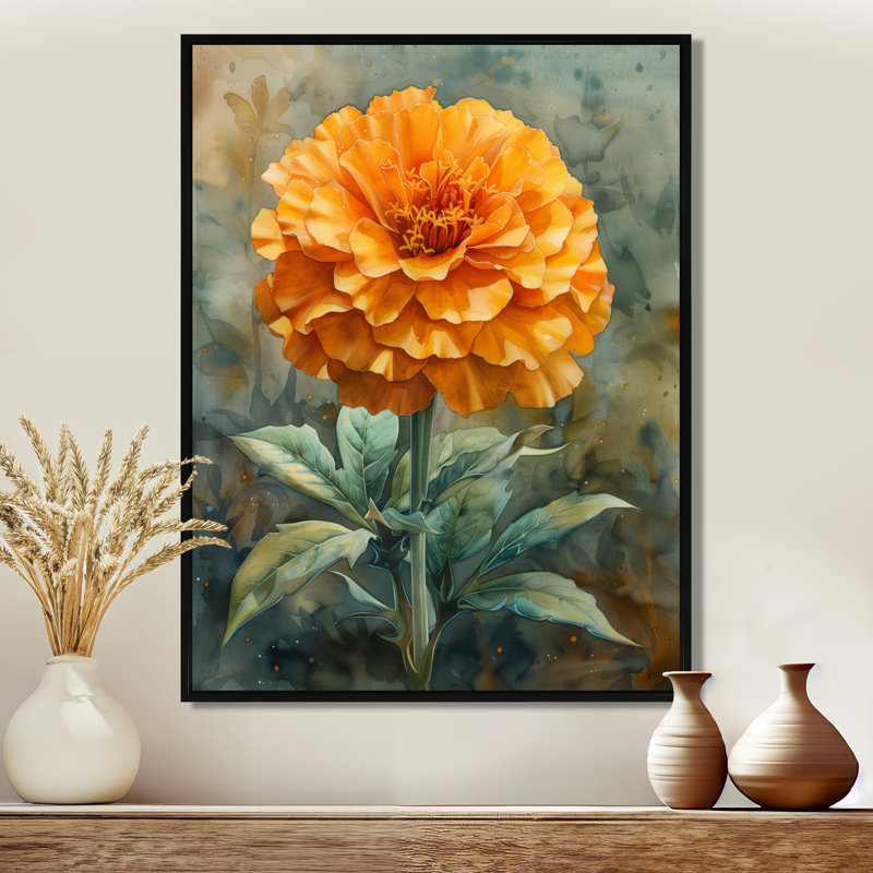 Orange orange, souci doré - souci, impression d'art mural, White Picture Framed, H 34 po x l 44 po