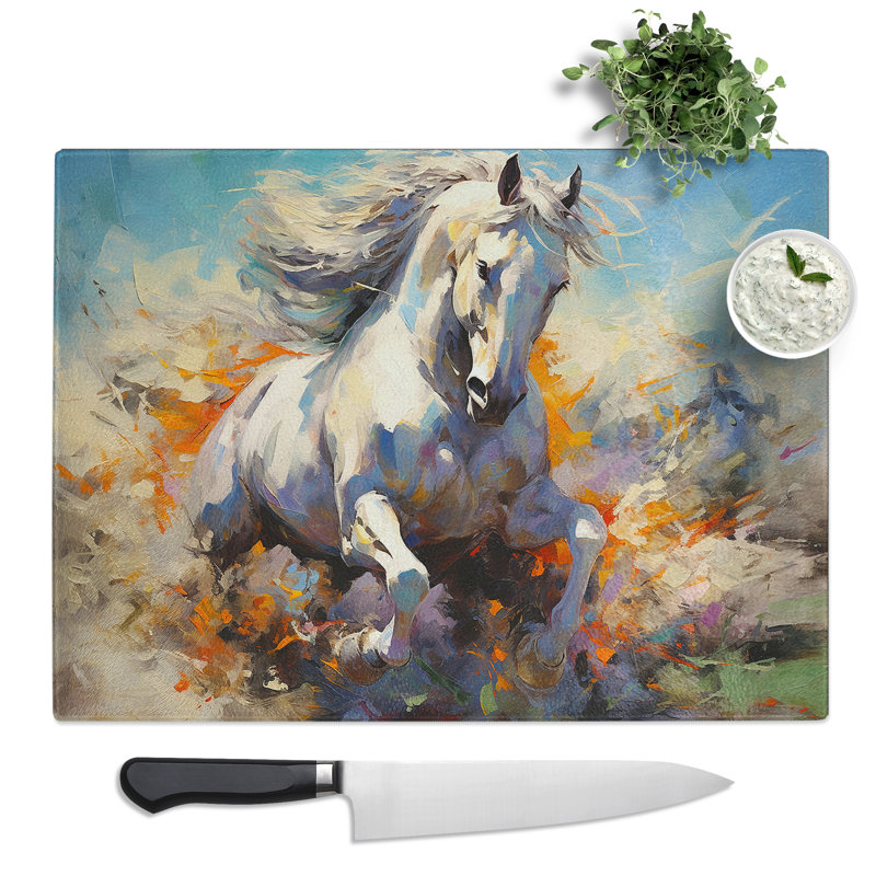 Horse Action  Glass Chopping Board