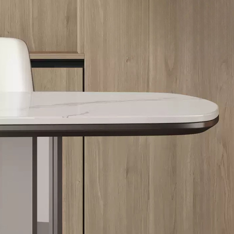 Table durable avec plateau en dalle épaisse et pieds solides., H 29,53 po x L 62,99 po x l 31,5 po