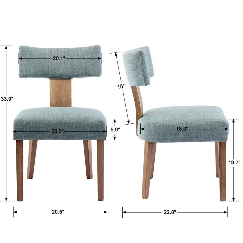 Mid Century Upholstered Dining Chairs Side Chairs Farmhouse Dining Chair with Wood Legs, Linen Green/Brown