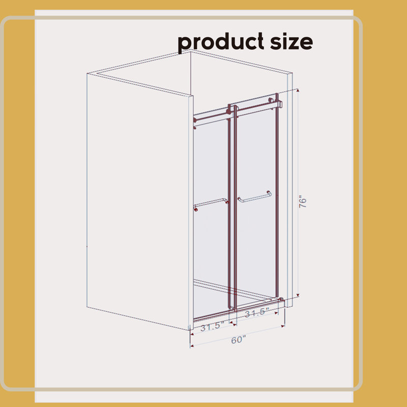 60.01'' - W x 76.01'' H Door Frameless Shower Door with