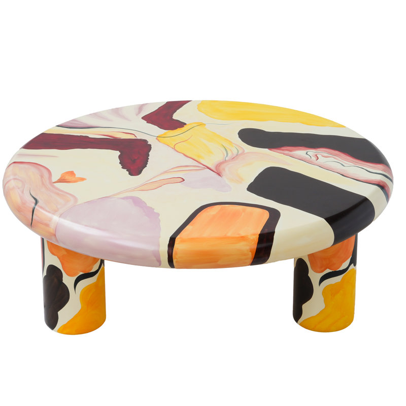 Multicolor Round Modern 3 Legged Coffee Table