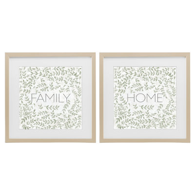 Curved Ivy Sprigs Phrases 2pc Framed Print Under Glass Set, design by SD Graphics Studio