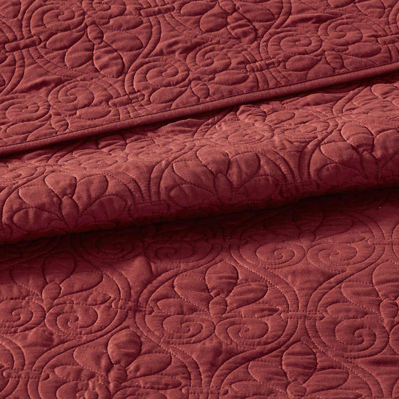 Couvre-lit rouge très grand réversible - Rembourrage en coton prélavé pour un ajustement surdimensionné et confortable