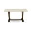 Ensemble de table de cuisine 7 pièces avec un superbe plateau de table en lin blanc cassé (blanc cassé) et 6 chaises de salle à manger rembourrées kaki foncé avec têtes de clous et dossier haut de style, finition jacobine patinée-1488947775-1488947748-1488947751
