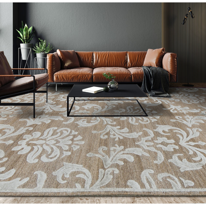 Himalayan Floral Area Rug in Sand
