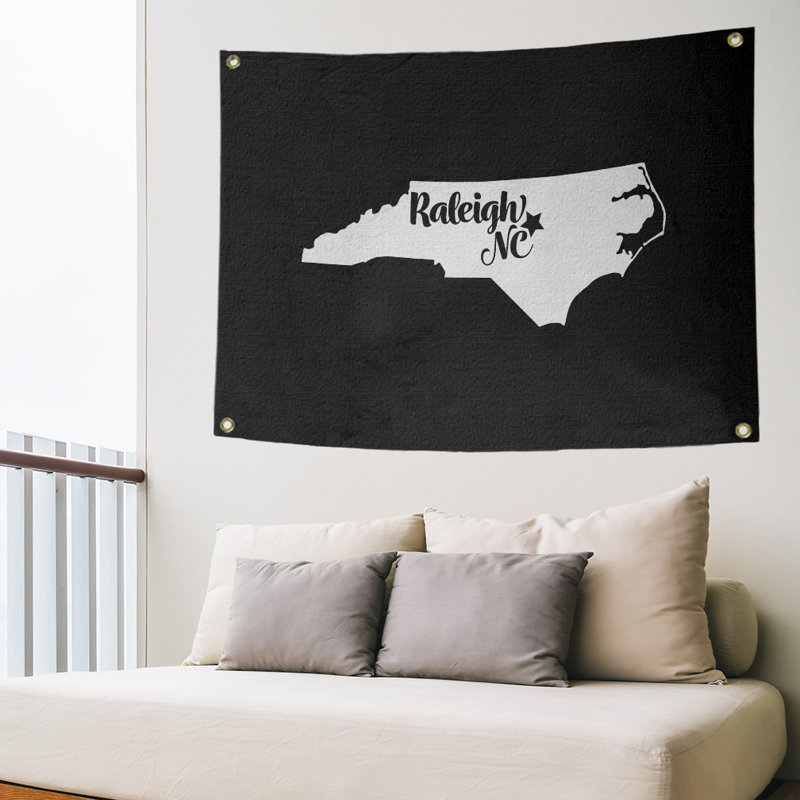 Tapisserie murale raleigh north caroline, H 26 po x l 36 po, Noir
