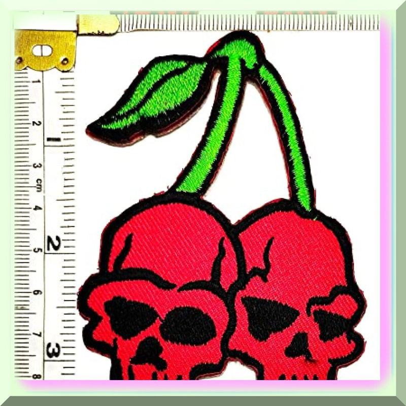 Cherry Skull Iron-On Patch Set (3 inches)