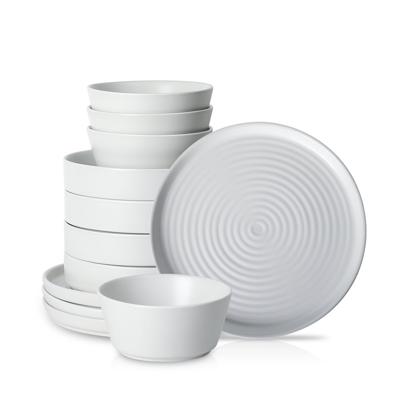 Stone Lain Elica 12-Piece Dinnerware Set Stoneware, White