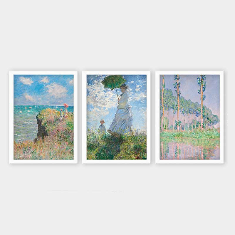 Superbe ensemble de peintures décoratives encadrées (3 pièces) de 21,7 po x 29,5 po chacune | Cadre 100% bois avec polystyrène de 0,8 pouce | Impression numérique UV | Parfait pour la décoration murale de salon, de bureau et de galerie