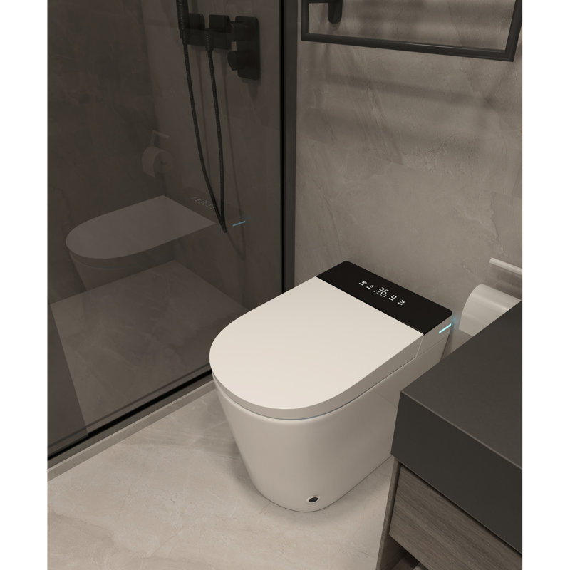 Modern Smart Toilet Bidet - Auto Open/Close, Flush, Heated Seat, Warm Air Dry With Facility Dry, Compact Bath