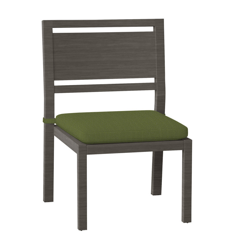 Avondale Patio Dining Side Chair with Cushions, Slate Grey, No Welt, Linen Forest