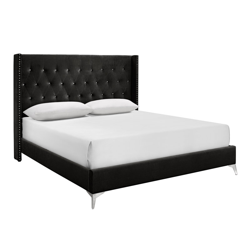 Maxo Upholstered Panel Bed, Black, California King