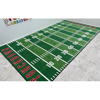 KidCarpet Football Field Rug, 7.5 x 12 Ft Rectangle Sports Rug for Kids' Room or Recreation Area