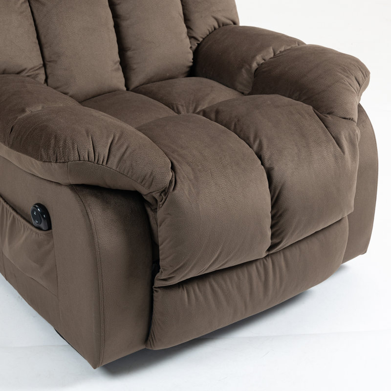 38.1'' W Oversized Velvet Power Lift Assist Standard Recliner Chair, Brown Velvet