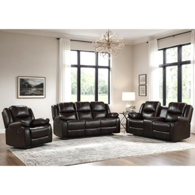Carter 3-Piece Brown Reclining Living Room Set