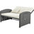 PE Wicker Rattan Double Chaise Lounge, 2-Person Reclining Daybed with Adjustable Back and Cushions-2087564640
