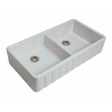 Trawden - 39.3″ L X 21.1″ W Fireclay Fluted Double Bowl Apron / Farmhouse Kitchen Sink