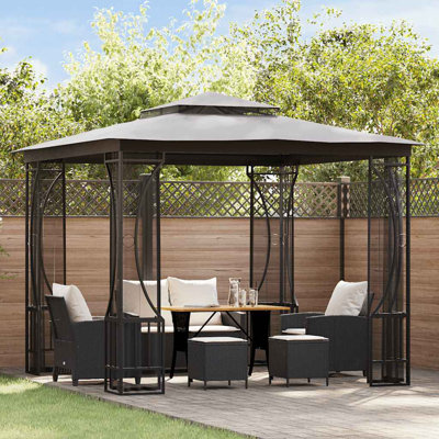9.8 Ft. W x 9.8 Ft. D Steel Party Tent Gazebo Sunshade with Nets